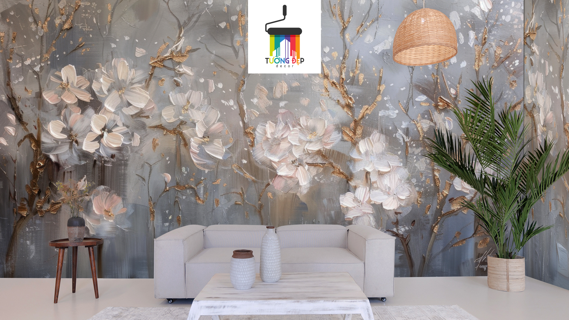 Giấy dán tường hoa sơn mài cánh mỏng – TD020